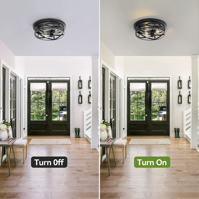 Alt view image 5 of 7 - 13 inch Black Flush Mount Ceiling Light Fixtures,3-Light Modern Hallway Light Fixtures Ceiling, Black Light Fixture Ceiling Mount for Farmhouse,Kitchen, Bedroom 2 Pack