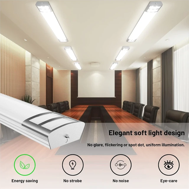 Alt view image 3 of 7 - ANTLUX 4FT LED Flush Mount Puff Lights, 40W 4500LM, 5000K Daylight White, 48 Inch Linear LED Kitchen Ceiling Lighting Fixtures for Laundry, Craft Room, Fluorescent Light Replacement