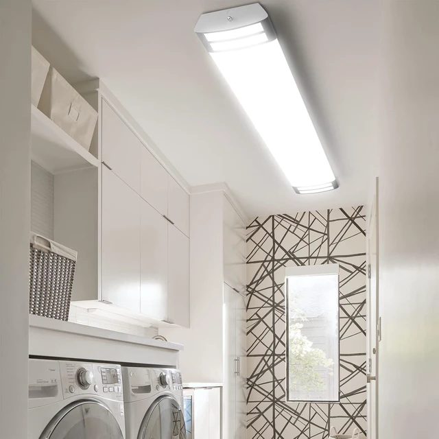 Alt view image 6 of 7 - ANTLUX 4FT LED Flush Mount Puff Lights, 40W 4500LM, 5000K Daylight White, 48 Inch Linear LED Kitchen Ceiling Lighting Fixtures for Laundry, Craft Room, Fluorescent Light Replacement