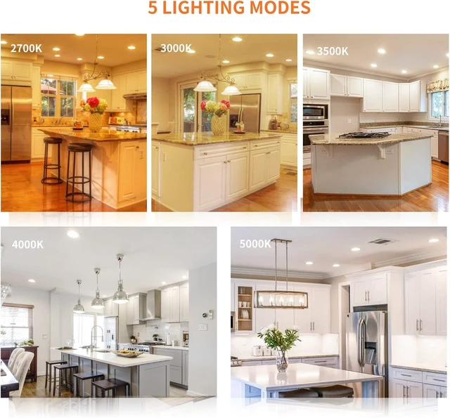 Alt view image 7 of 7 - Meconard 6 Pack 6 Inch 5CCT LED Recessed Lighting, Canless Wafer Downlight