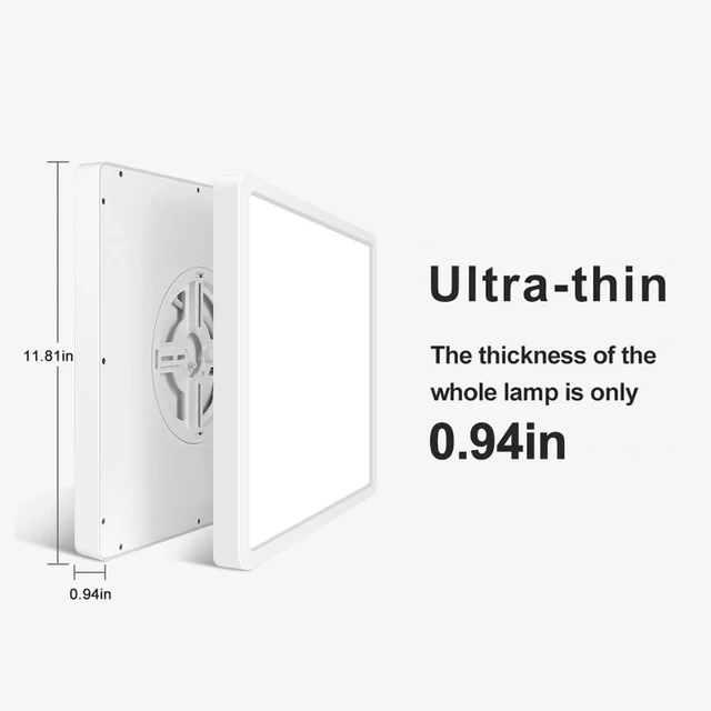 Alt view image 5 of 7 - 2Pack 12inch 24W LED Flush Mount Ceiling Light, 5000K Square LED Ceiling Light, 3200LM Flat LED Ceiling Light for Bedroom, Living Room, Dining Room