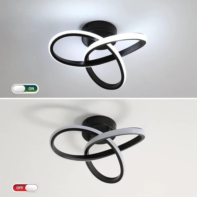 Alt view image 4 of 7 - Modern LED Ceiling Light, 9.84'' 22W Spiral Design Hallway Light Fixtures 6500K Cool White Light Lamps for Corridor Aisle Balcony Bedroom Kitchen Office (Black)