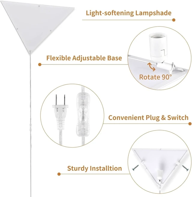 Alt view image 5 of 7 - Corner Light with Switch, Triangle Corner Lamp Plug in, 1 Pack