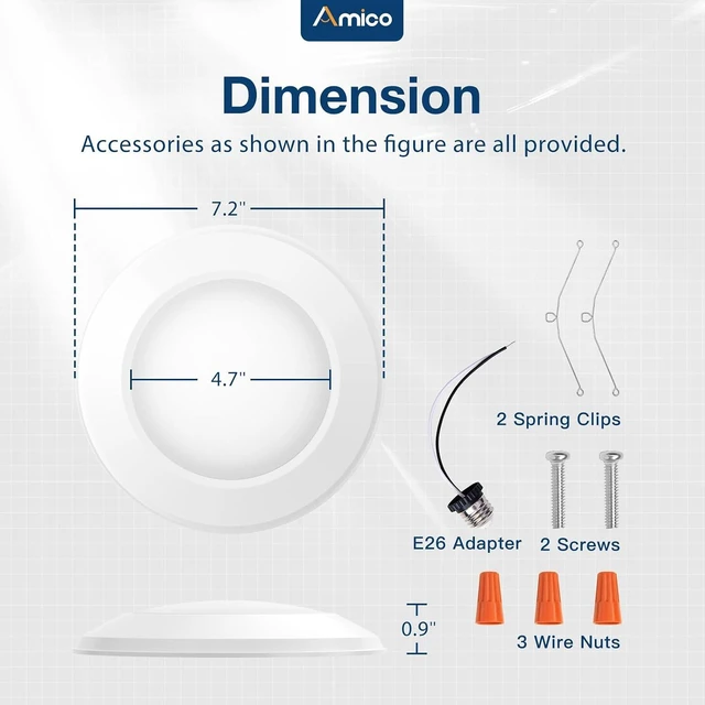 Alt view image 5 of 7 - Amico 24 Pack 5/6 Inch 6000K LED Disk Light, Dimmable Disc Ceiling Lights