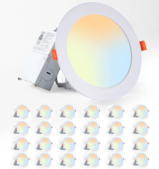 Main image of LEDIARY 6 Inch 6CCT LED Recessed Ceiling Light with Junction Box, 24 Pack