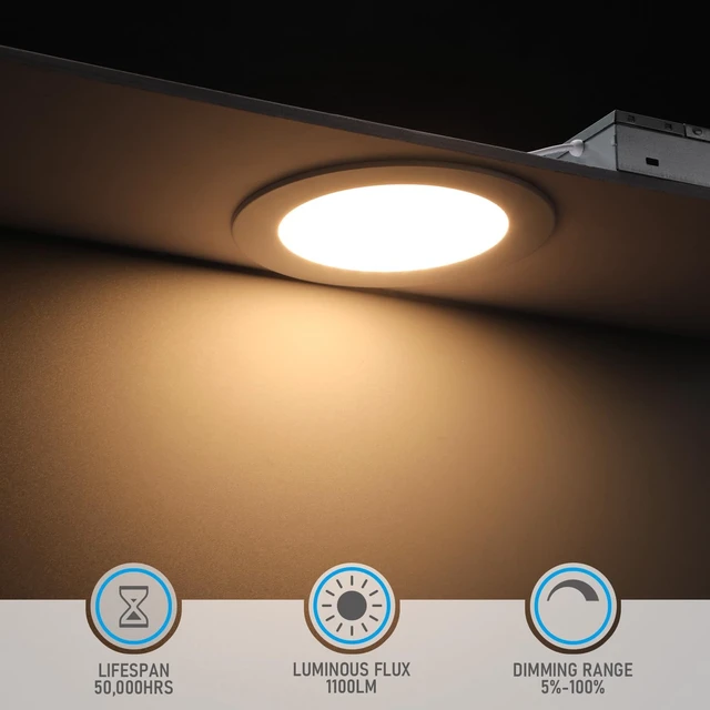 Alt view image 2 of 7 - TORCHSTAR 12-Pack 5CCT 6 Inch Ultra-Thin LED Recessed Light, CRI90 12W