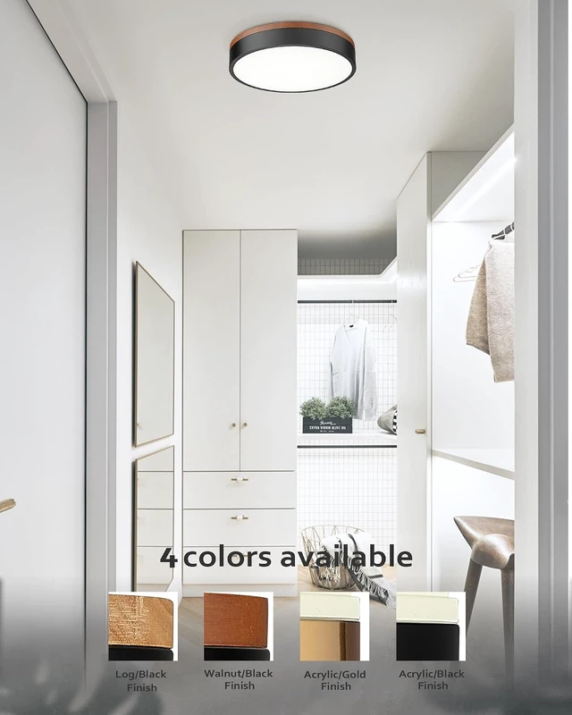 Alt view image 7 of 7 - Ken & Ricky 12" Modern Flush Mount Ceiling LightDeep Wood and Black,1 PK