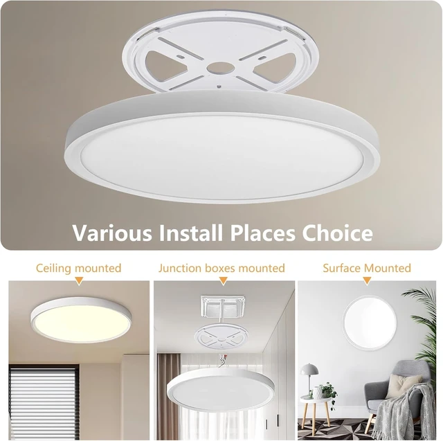 Alt view image 4 of 7 - 6PK 15.8 Inch Led Ceiling Light Flush Mount, 34W, 3060LM, 3000K/4000K/6000K CCT Selectable Super Slim LED Ceiling Light, Close to Ceiling Round Flat Panel Light for Hallway, Bedroom,Kitchen ect
