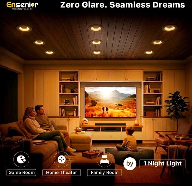 Alt view image 3 of 7 - Ensenior 12 Pack 5/6 Inch 5CCT LED Recessed Lighting with Night Light