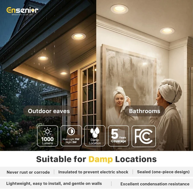 Alt view image 4 of 7 - Ensenior 12 Pack 5/6 Inch 5CCT LED Recessed Lighting with Night Light