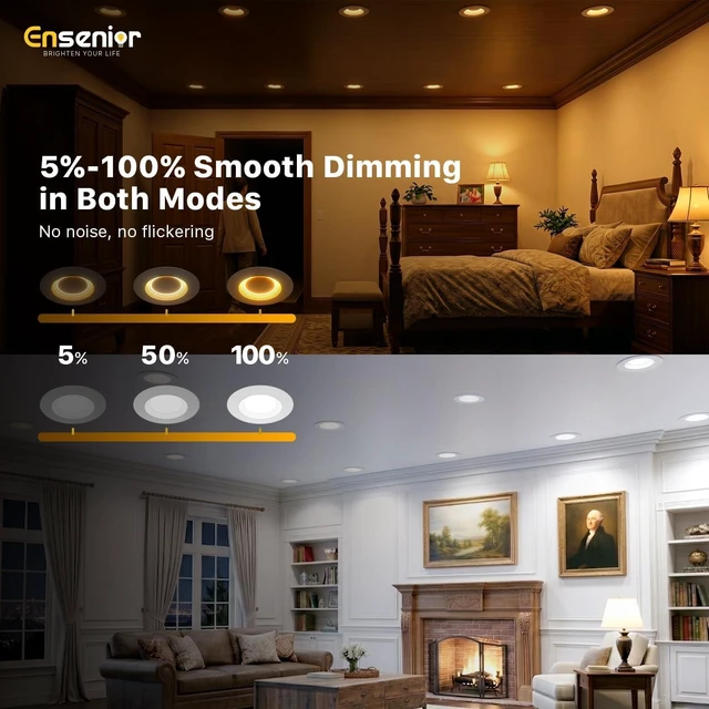 Alt view image 6 of 7 - Ensenior 12 Pack 5/6 Inch 5CCT LED Recessed Lighting with Night Light