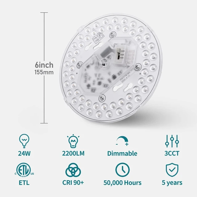 Alt view image 2 of 7 - 2Pack LED Ceiling Fan Light Retrofit Kit, 6inch 24W 2200Lm, 3CCT Dimmable