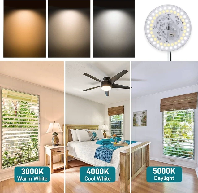 Alt view image 3 of 7 - 2Pack LED Ceiling Fan Light Retrofit Kit, 6inch 24W 2200Lm, 3CCT Dimmable