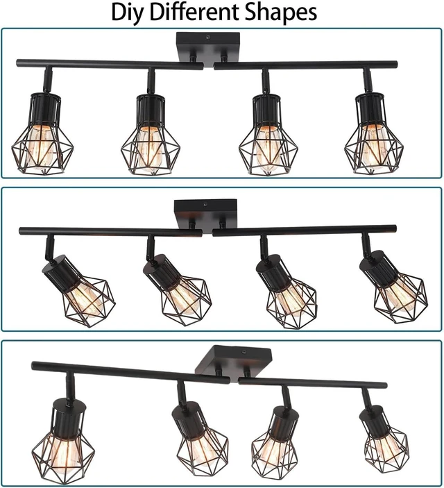 Alt view image 4 of 7 - Track Lighting Fixtures CeilingIndustrial Black Kitchen Track Lighting for Kitchen, Living Room, Dining Room, HallwayE26