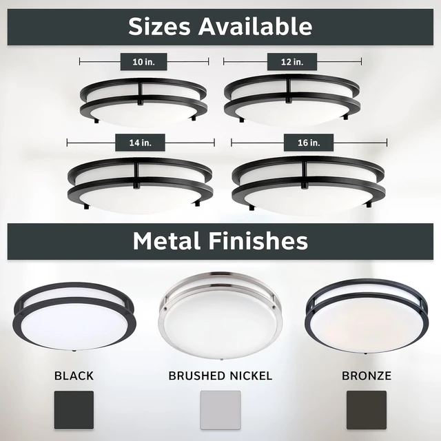 Alt view image 6 of 6 - Designers Fountain Flush Mount Ceiling Light, 10 Inch Round LED DC Lighting Fixture Kitchen, Bedroom, Bathroom, and Hallway, Dimmable, 1150 Lumens, 3000K/4000K/5000K, Matte Black, EV1410C3C-43
