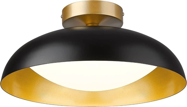 Main image of kudos Flush Mount Ceiling Light, 16-inch LED Ceiling Light Fixture, Black and Gold Finish, 24W 2400lm Light Fixtures for Living Room, Kitchen, Bedroom, Hallway, 5CCT Adjustable, KDCL02-BK