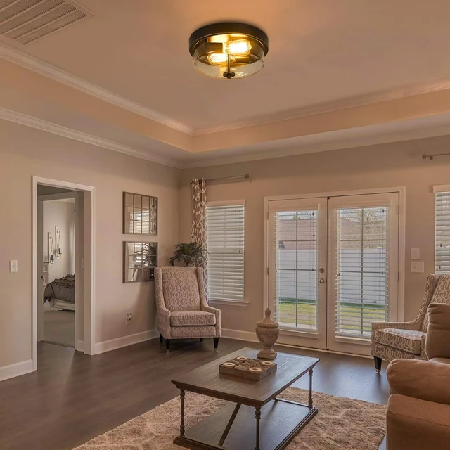 Alt view image 3 of 6 - Emliviar Flush Mount Ceiling Light Fixture, Clear Glass Shade, TE217F ROB