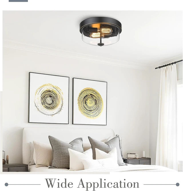 Alt view image 5 of 6 - Emliviar Flush Mount Ceiling Light Fixture, Clear Glass Shade, TE217F ROB
