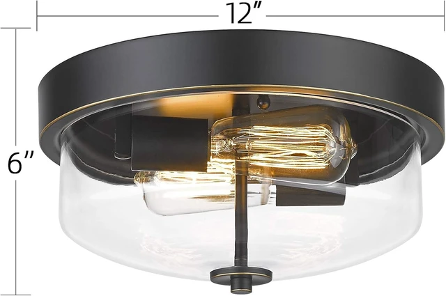 Alt view image 6 of 6 - Emliviar Flush Mount Ceiling Light Fixture, Clear Glass Shade, TE217F ROB