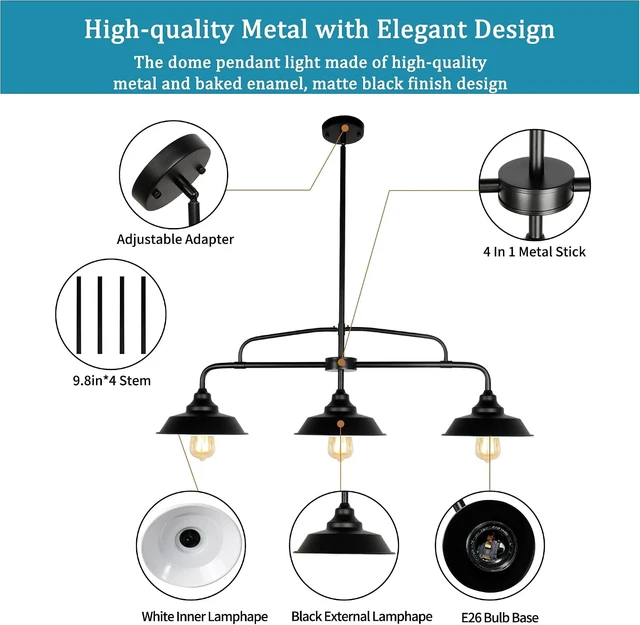 Alt view image 5 of 7 - Modern Farmhouse Pendant Light Industrial Linear Chandelier