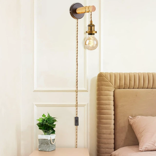 Alt view image 7 of 7 - 15.4ft Pendant Light Cord Kit, Industrial Vintage Plug in E26 Socket Hanging Light with Switch, Hemp Rope Hanging Light Fixture for Pendant Lamp Farmhouse Lamp Cable DIY