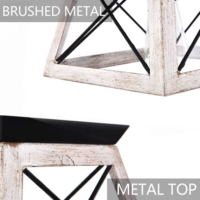 Alt view image 4 of 7 - Luupyia 9.84Inches Farmhouse Ceiling Light Fixture Semi Flush Mount, White Square Farmhouse Ceiling Light, Rustic Metal Island Overhead Lighting Fixtures for Dining Room Entryway Living Room, E26