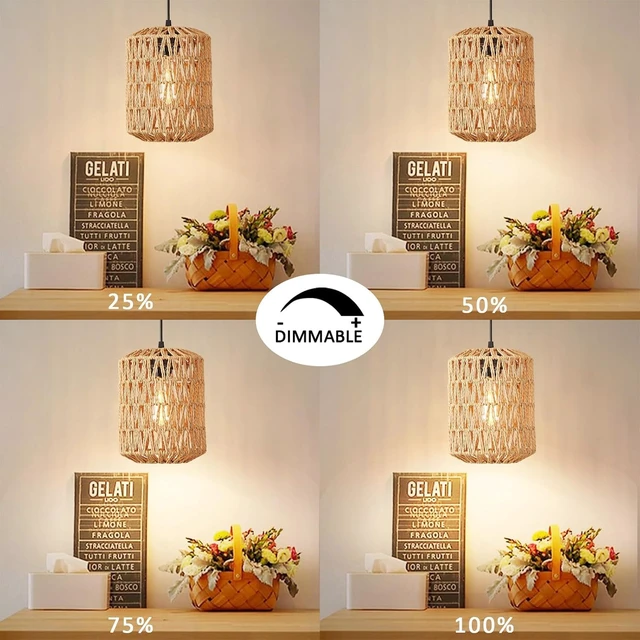 Alt view image 4 of 7 - Plug in Pendant Light, Rattan Hanging Lights with Plug in Cord 15ft Dimmable Cord, Hand Woven Wicker Lampshade Hanging Lamp, Boho Plug in Hanging Ceiling Light Fixture for Farmhouse Bedroom