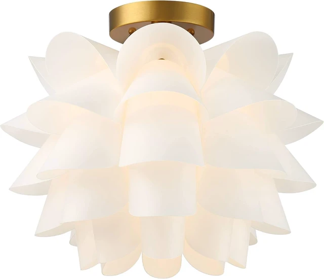 Alt view image 2 of 7 - White Flower 15 3/4" Wide Gold Finish Ceiling Light Fixture
