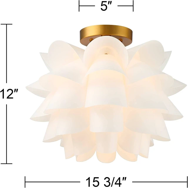 Alt view image 4 of 7 - White Flower 15 3/4" Wide Gold Finish Ceiling Light Fixture