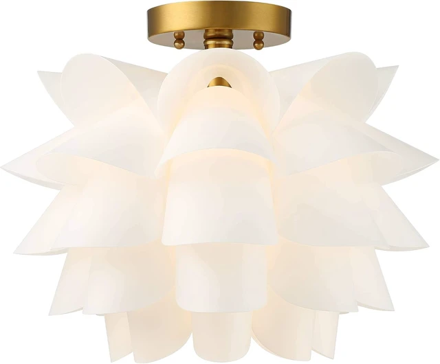 Alt view image 5 of 7 - White Flower 15 3/4" Wide Gold Finish Ceiling Light Fixture