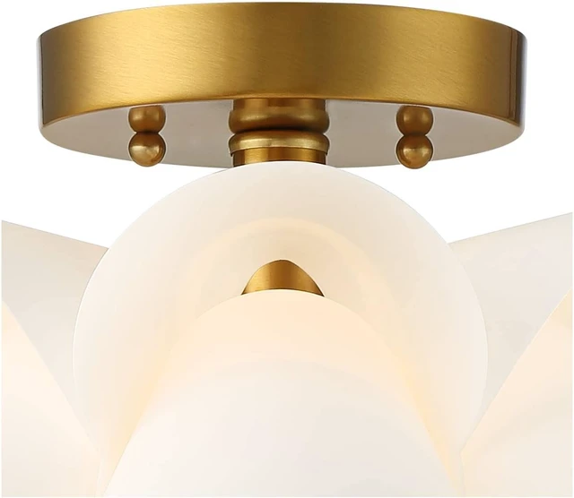 Alt view image 7 of 7 - White Flower 15 3/4" Wide Gold Finish Ceiling Light Fixture