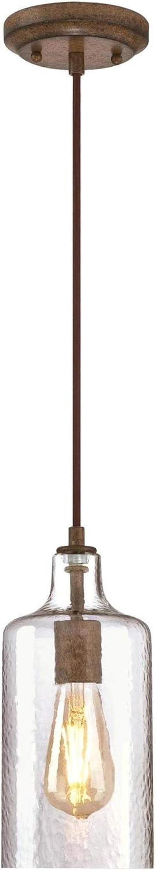 Alt view image 4 of 7 - Westinghouse Lighting 6371300, Barnwood Finish with Clear Textured Glass Carmen One-Light Indoor Mini Pendant, one Size