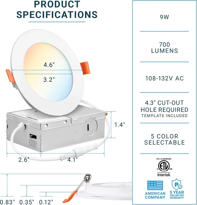 Alt view image 2 of 7 - PARMIDA 16 Pack 4 Inch LED Recessed Ceiling Light 5CCT Ultra-Thin ETL