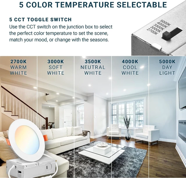 Alt view image 3 of 7 - PARMIDA 16 Pack 4 Inch LED Recessed Ceiling Light 5CCT Ultra-Thin ETL