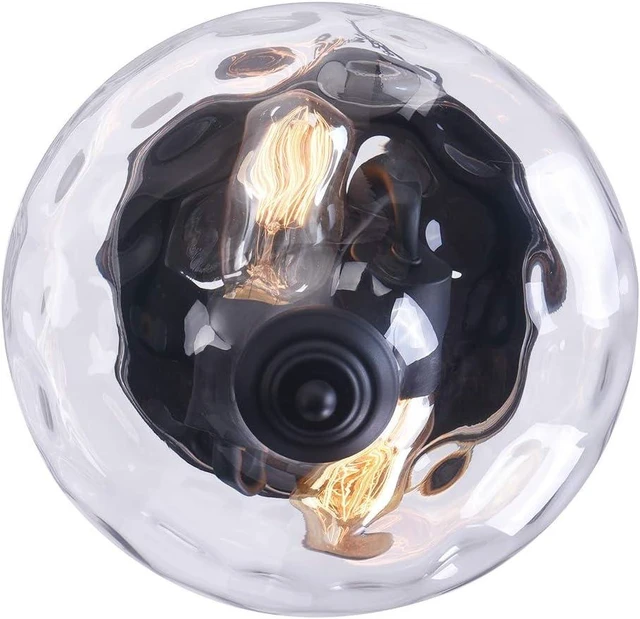 Alt view image 3 of 5 - EDISLIVE Modern 2-Light Hammered Glass Flush Mount Light Pendant Ceiling Light Fixture 10.2" Indoor Ceiling Light for Hallyway Foyer Bedroom(Black)