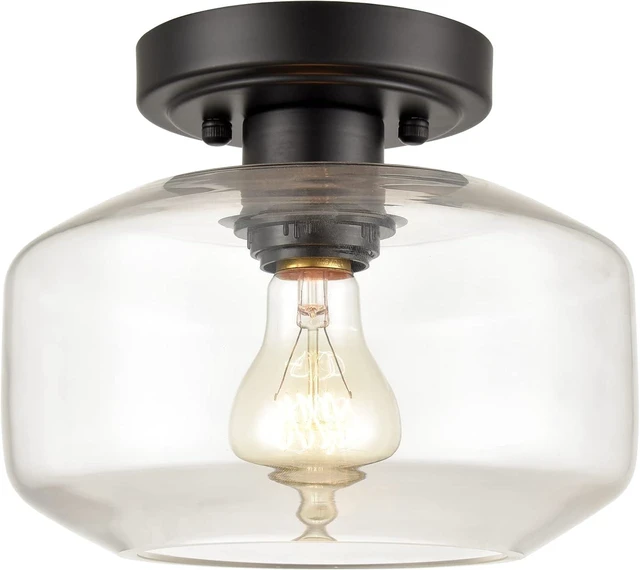 Main image of Modern Farmhouse Flush Mount Ceiling Light Black Small Hallway Light Fixtures for Laundry Room Entryway