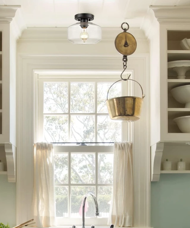 Alt view image 4 of 7 - Modern Farmhouse Flush Mount Ceiling Light Black Small Hallway Light Fixtures for Laundry Room Entryway