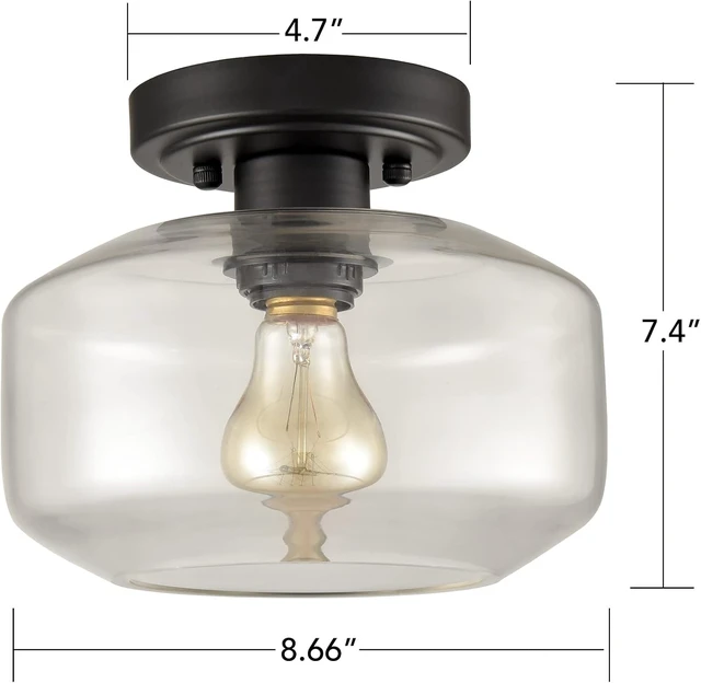 Alt view image 5 of 7 - Modern Farmhouse Flush Mount Ceiling Light Black Small Hallway Light Fixtures for Laundry Room Entryway