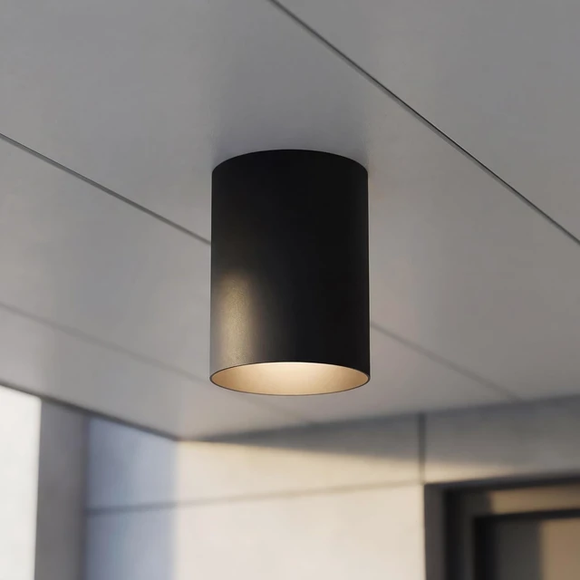 Alt view image 2 of 7 - Progress Lighting 5-Inch Cylinder Outdoor Flush Mount Ceiling Light, Black
