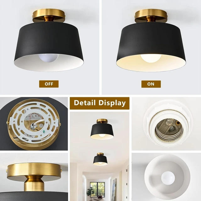 Alt view image 6 of 7 - 2 Pack Black and Gold Modern Semi Flush Mount Ceiling Light Fxiture 10 in