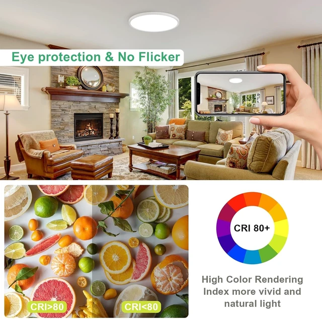 Alt view image 6 of 7 - 4PK 15.8 Inch LED Flush Mount Ceiling Light Fixture, 32W,3200LM,3000K/4000K/6000K CCT Selectable,0.67 inch Super Slim LED Ceiling Light for Bedroom,Hallway,Kitchen,White