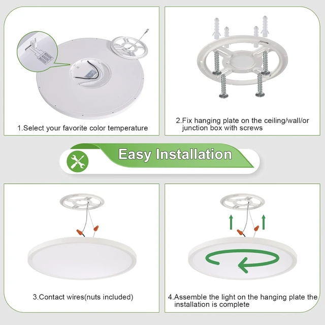Alt view image 5 of 7 - 4PK 15.8 Inch LED Flush Mount Ceiling Light Fixture, 32W,3200LM,3000K/4000K/6000K CCT Selectable,0.67 inch Super Slim LED Ceiling Light for Bedroom,Hallway,Kitchen,White