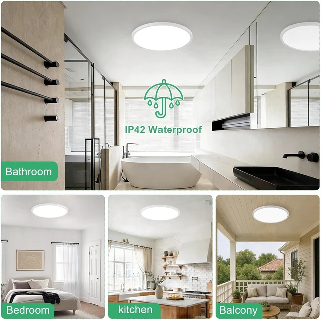 Alt view image 7 of 7 - 4PK 15.8 Inch LED Flush Mount Ceiling Light Fixture, 32W,3200LM,3000K/4000K/6000K CCT Selectable,0.67 inch Super Slim LED Ceiling Light for Bedroom,Hallway,Kitchen,White
