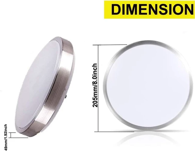 Alt view image 3 of 7 - 8-Inch LED Ceiling Lights, Round Ceiling Light Fixture,12W 880LM 80W Incandescent Equivalent(AC85V-265V),Natrual White Light for Kitchen Bathroom Dining Room Closet(2-Pack)