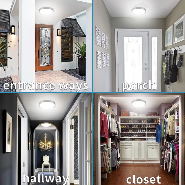 Alt view image 4 of 7 - 8-Inch LED Ceiling Lights, Round Ceiling Light Fixture,12W 880LM 80W Incandescent Equivalent(AC85V-265V),Natrual White Light for Kitchen Bathroom Dining Room Closet(2-Pack)