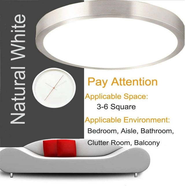 Alt view image 7 of 7 - 8-Inch LED Ceiling Lights, Round Ceiling Light Fixture,12W 880LM 80W Incandescent Equivalent(AC85V-265V),Natrual White Light for Kitchen Bathroom Dining Room Closet(2-Pack)