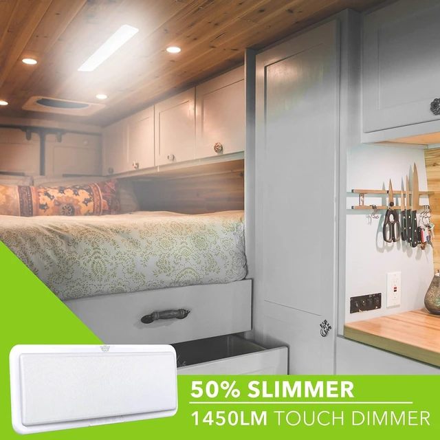 Alt view image 6 of 7 - RV LED Ceiling Light Fixture 20" x 6.5" -1450 Lumen with Touch Dimmer Switch Interior Lighting for Car/RV/Trailer/Camper/Boat DC 12V Natural White 4000-4500K (4-PACK)