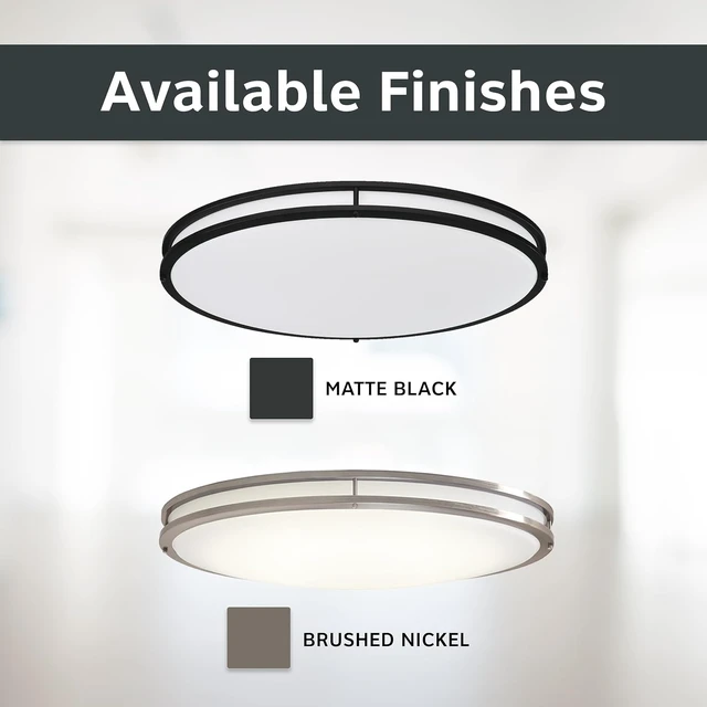 Alt view image 6 of 6 - Designers Fountain Flush Mount Ceiling Light, 24 Inch Oval LED Lighting Fixture Kitchen, Bedroom, Bathroom, and Hallway, Dimmable, 2800 Lumens, 3000K/4000K/5000K, Brushed Nickel, EV1424C3C-35