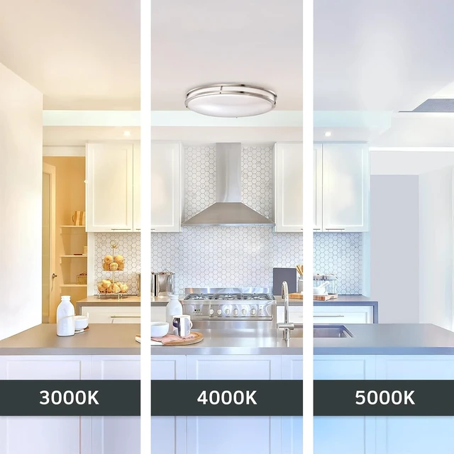 Alt view image 5 of 6 - Designers Fountain Flush Mount Ceiling Light, 24 Inch Oval LED Lighting Fixture Kitchen, Bedroom, Bathroom, and Hallway, Dimmable, 2800 Lumens, 3000K/4000K/5000K, Brushed Nickel, EV1424C3C-35