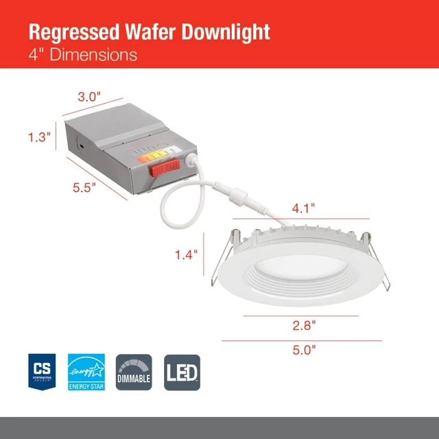 Alt view image 3 of 3 - Juno 4" Round Wafer LED Recessed Light, 5-in-1 CCT, Regressed Trim, White
